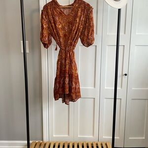 Bohemian Floral Dress in Rust